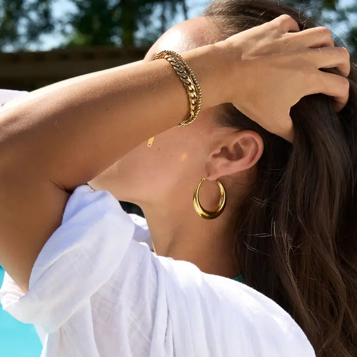Rounded Pin Catch Hoop Earrings Narelle Waterproof Jewelry