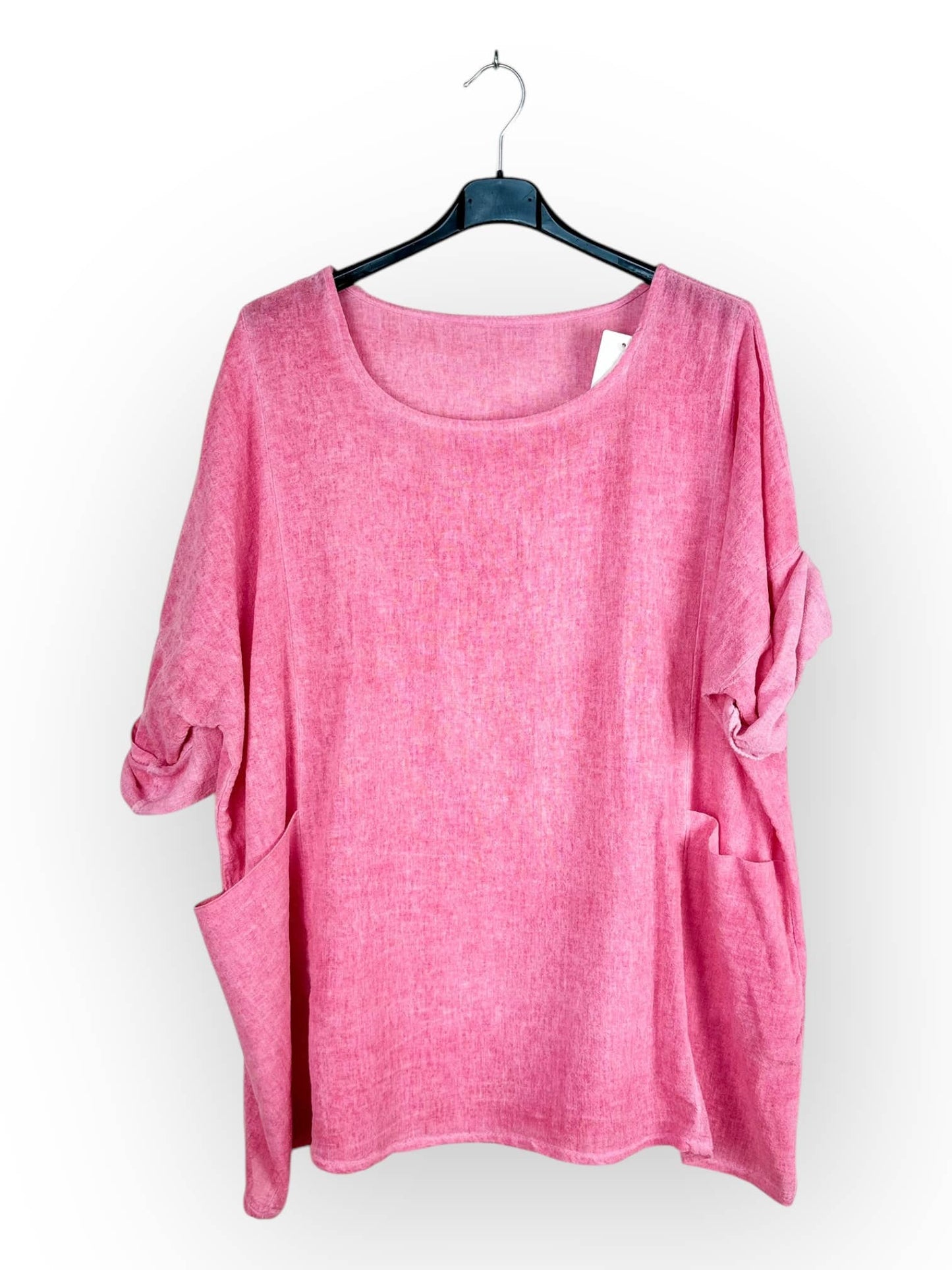 Plain top in linen and cotton with two pockets Made in Italy