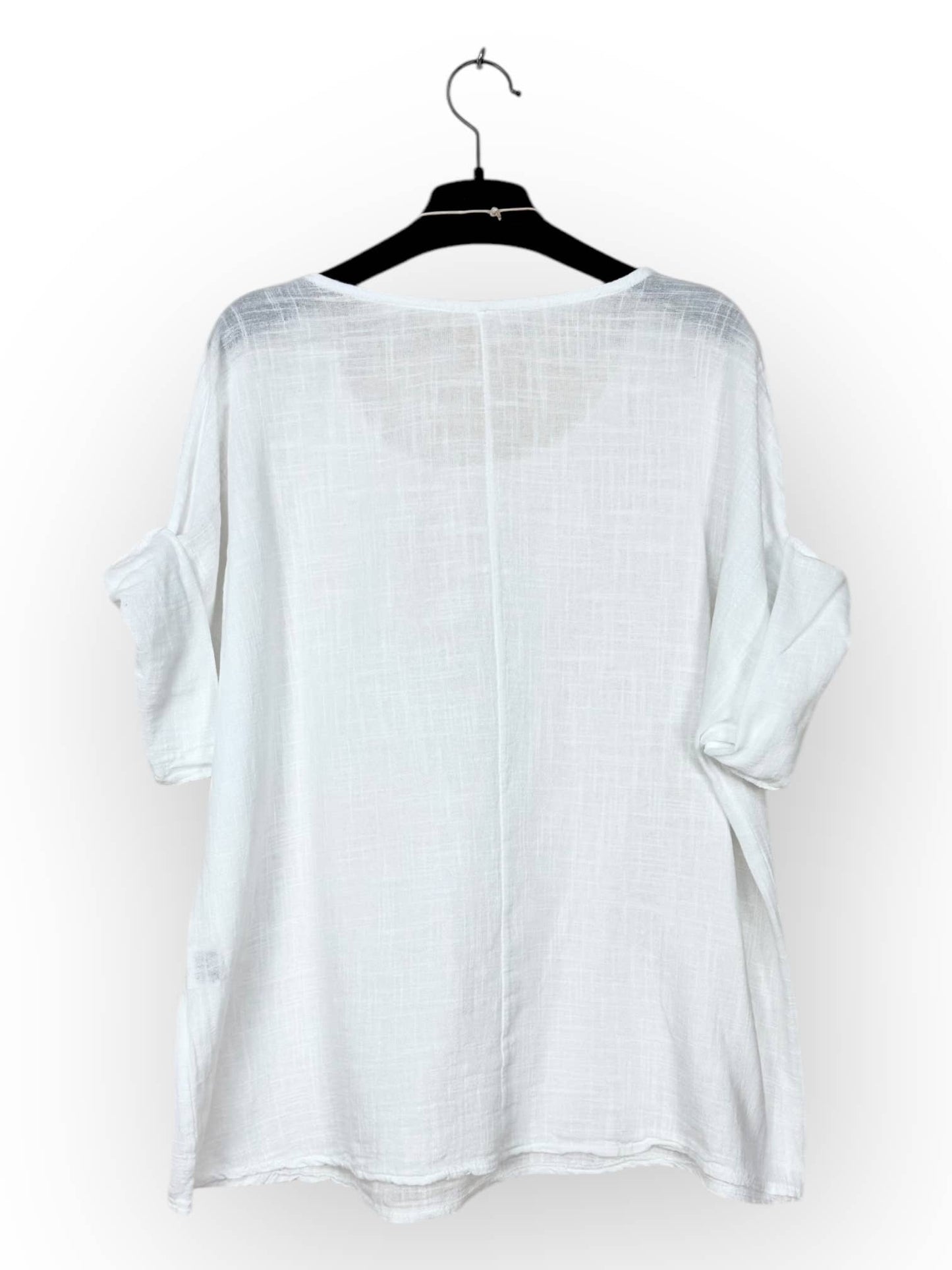 Washed cotton top with necklace Made in Italy