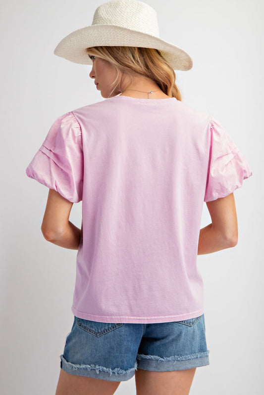 LILAC PINK MINERAL WASHED KNIT TOP