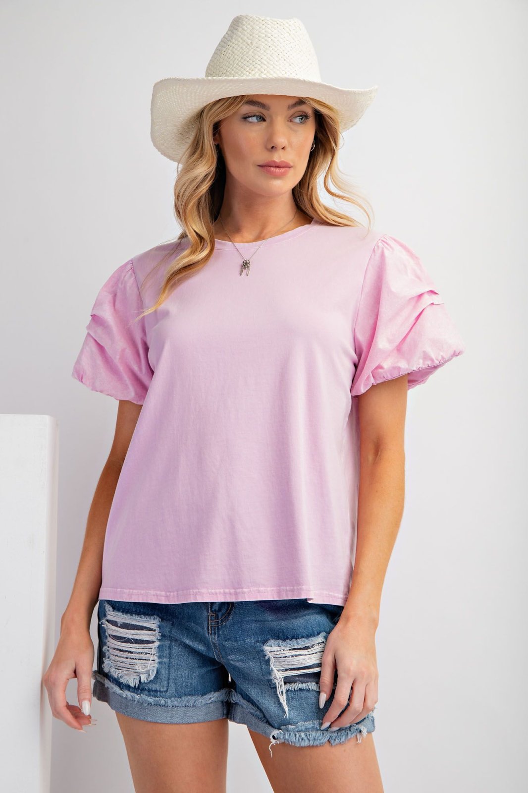 LILAC PINK MINERAL WASHED KNIT TOP