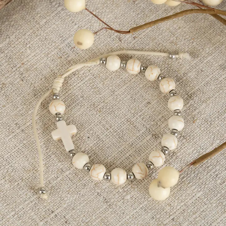 Jordan Unisex Inspirational Adjustable Beaded Cross Bracelet by Howard's