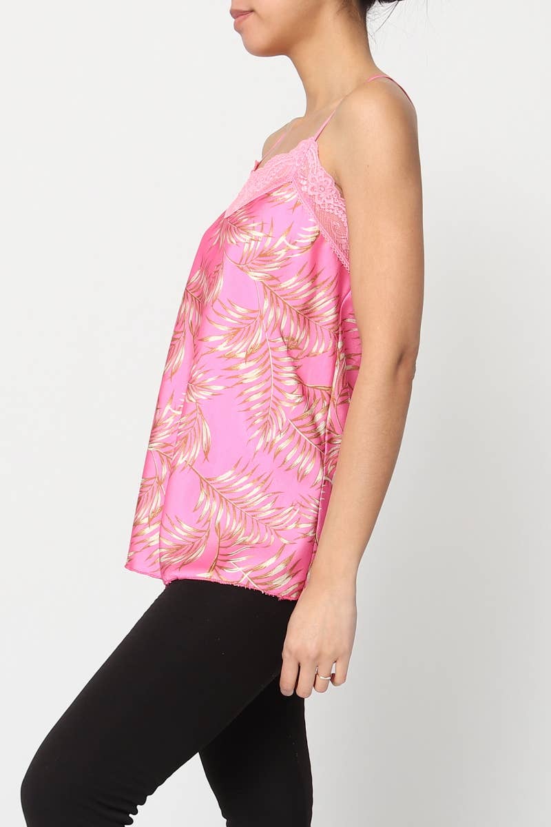 Feather Printed tank top with straps Made in Italy