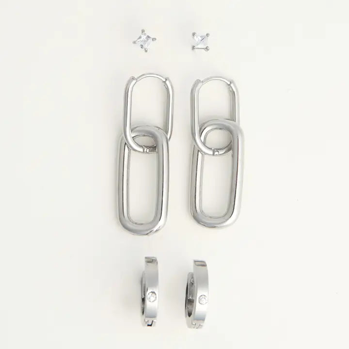 Double Linked Hoop Trio Earrings Narelle Waterproof Jewelry