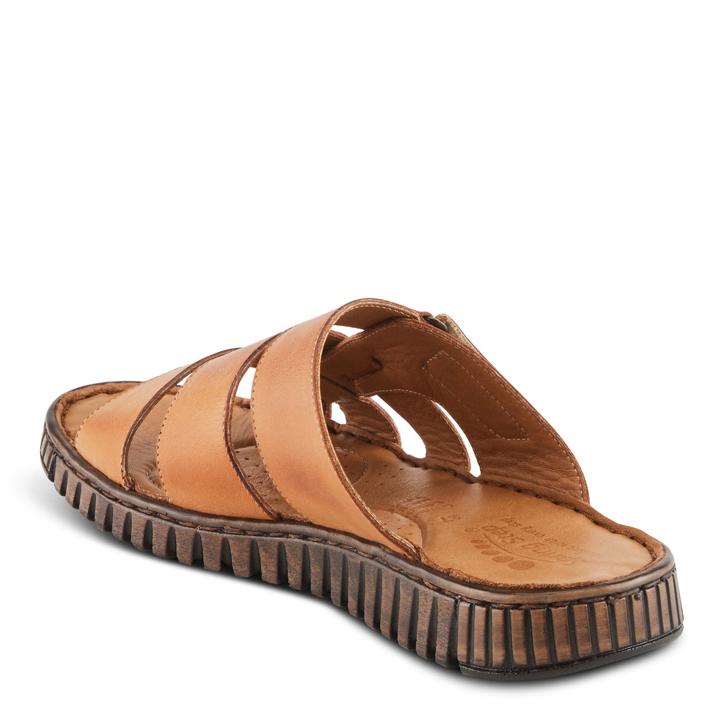 OLLY CAMEL Leather Slip On Sandal