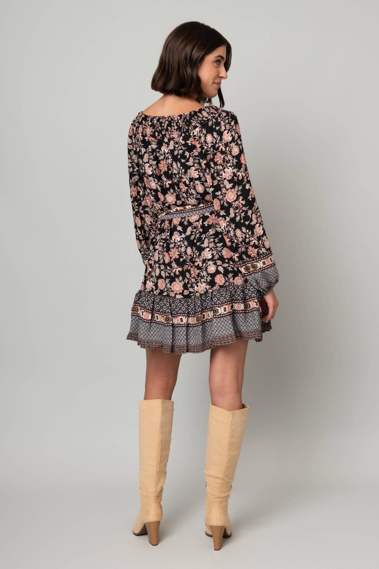 Floral Self Sash Georgette Dress