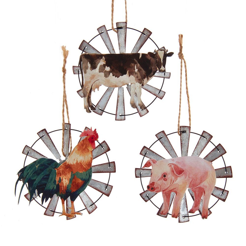 Farm Animal Windmill Ornaments 3 Assorted by Kurt Adler