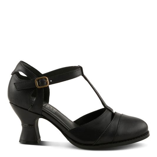 Altamira Black Baroque-Inspired T-Strap Heel by L`ARTISTE