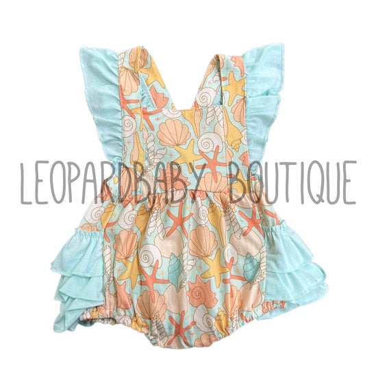 Beach Seashells ruffle Romper