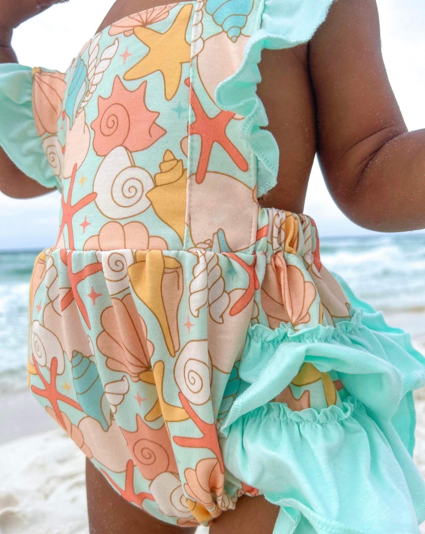Beach Seashells ruffle Romper