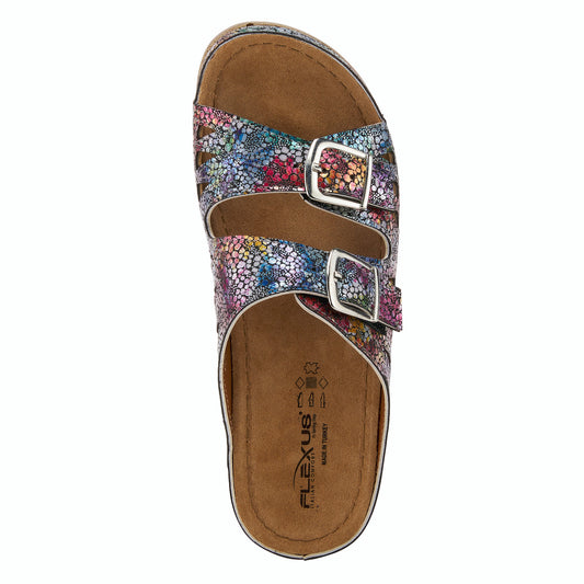 Delphis Navy Multi Two Strap Slide Sandal by Flexus