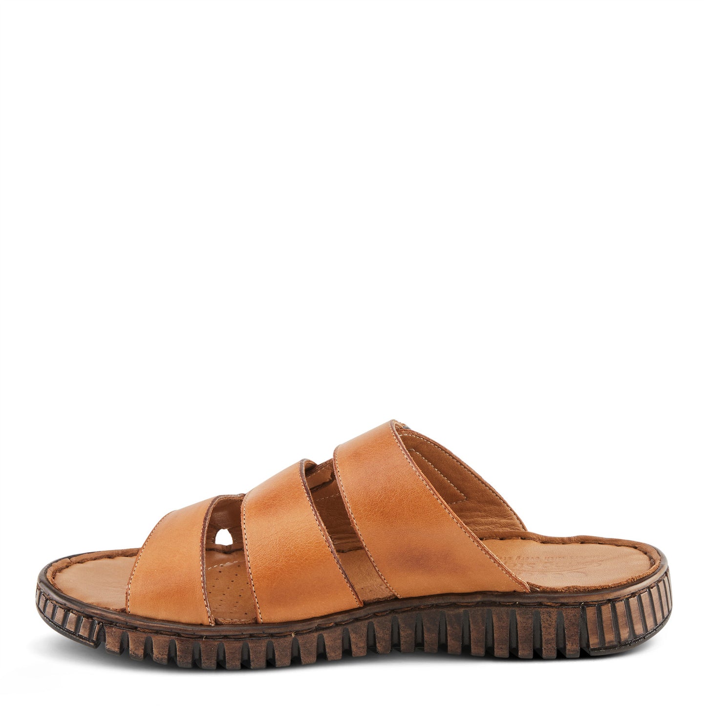 OLLY CAMEL Leather Slip On Sandal