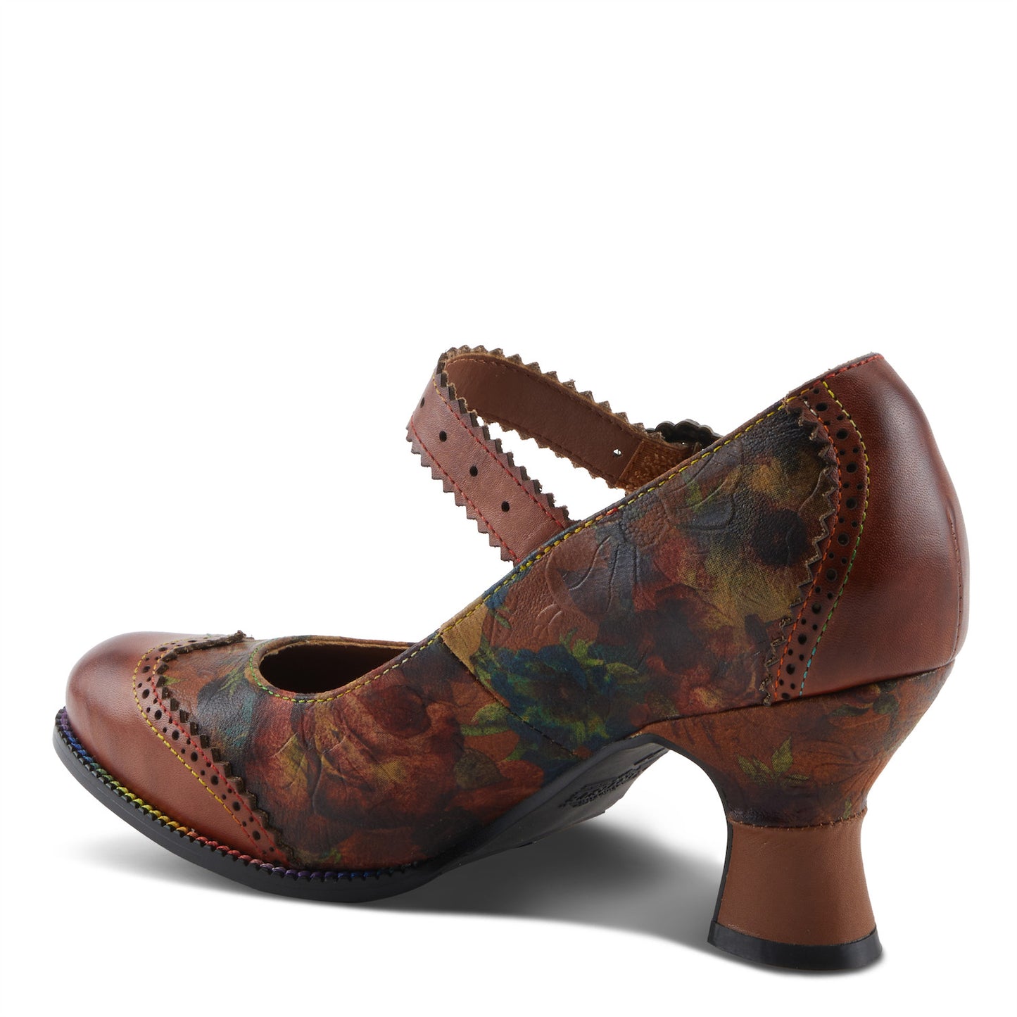 MACIAS-FLEUR Camel multi a timeless elegant baroque-inspired Mary Jane shoe by L`ARTISTE