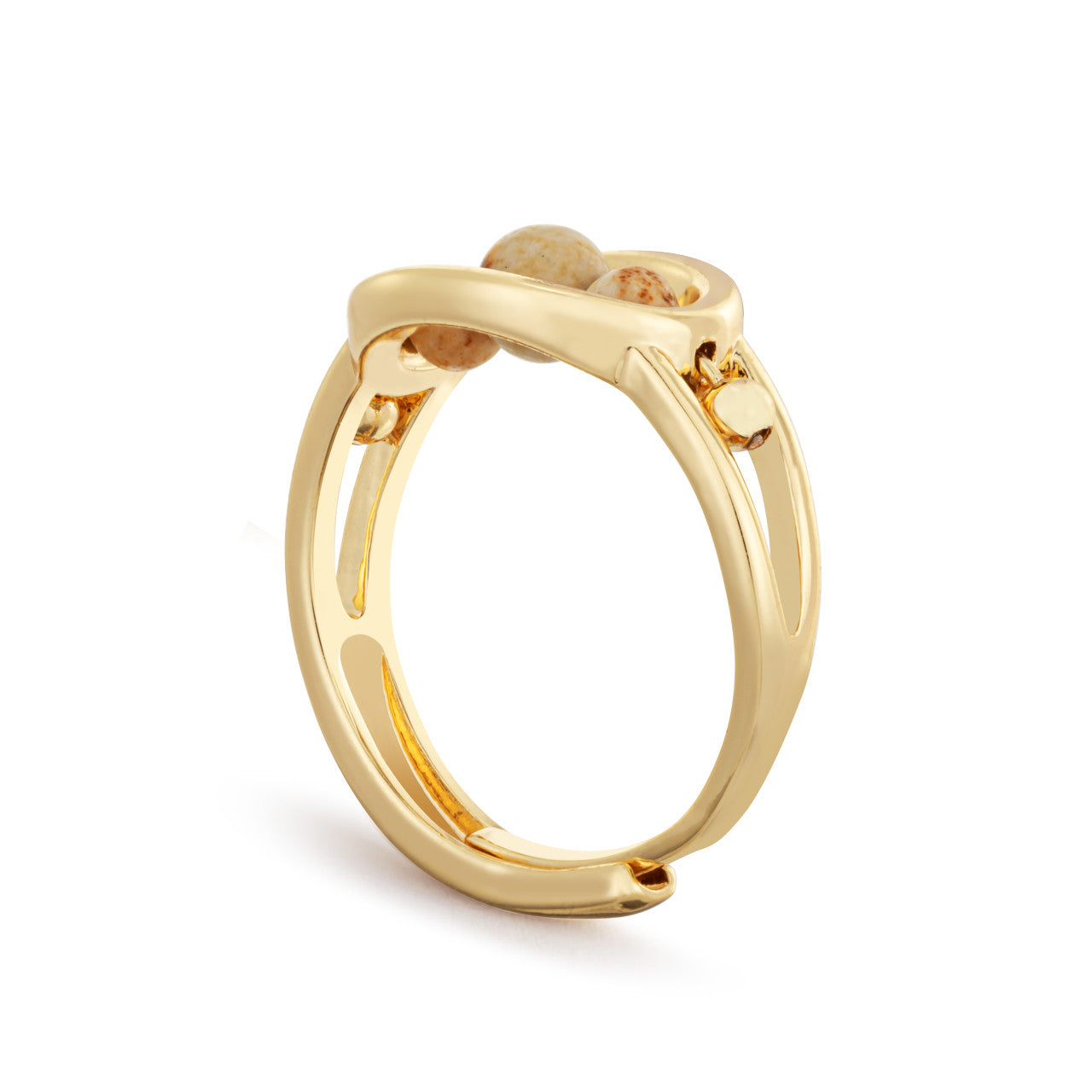 Gold Beaded Fidget Ring - Adjustable Size 4 To 9 from the becalm comfort collection by Demdaco