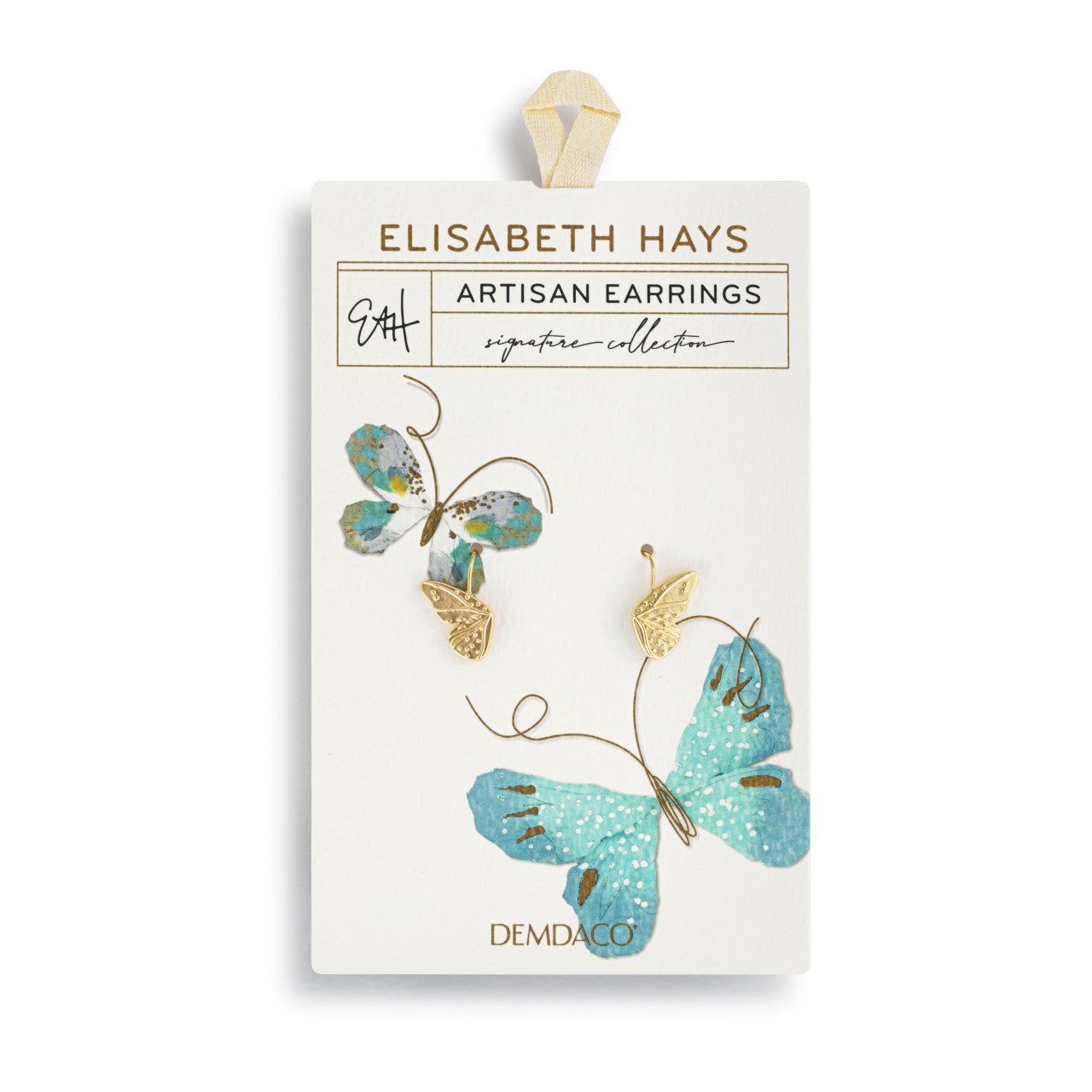 Butterfly Wings Gold Artisan Earrings - 11x16mm by Demdaco ELISABETH HAYS SIGNATURE COLLECTION