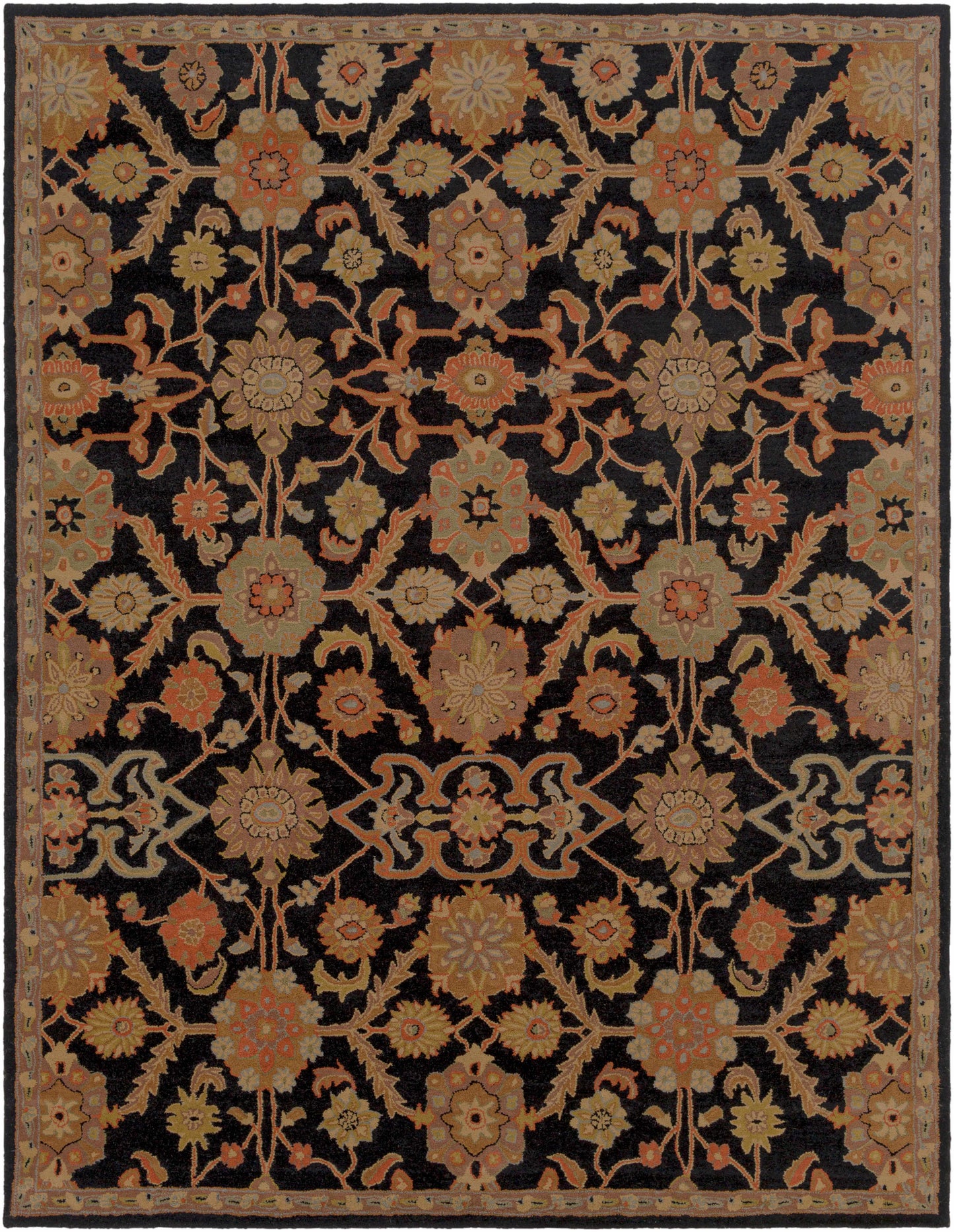 Salix Hand Tufted Black Wool Rug