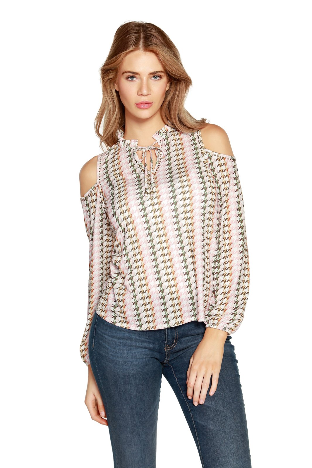 Pale Muave Long Sleeve Open Shoulder Top - BELLDINI