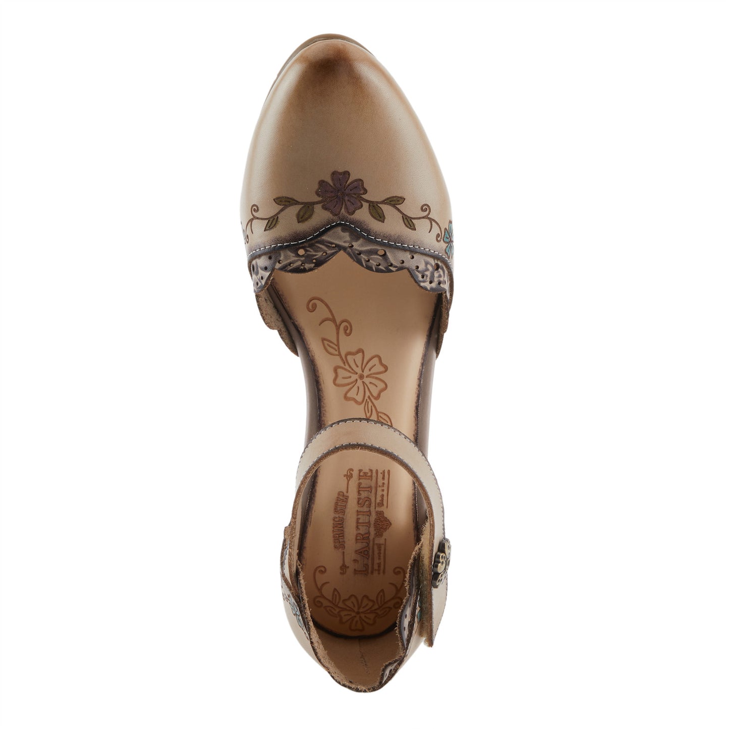 SAYYES Beige Multi baroque-inspired Mary Jane heel by L`ARTISTE