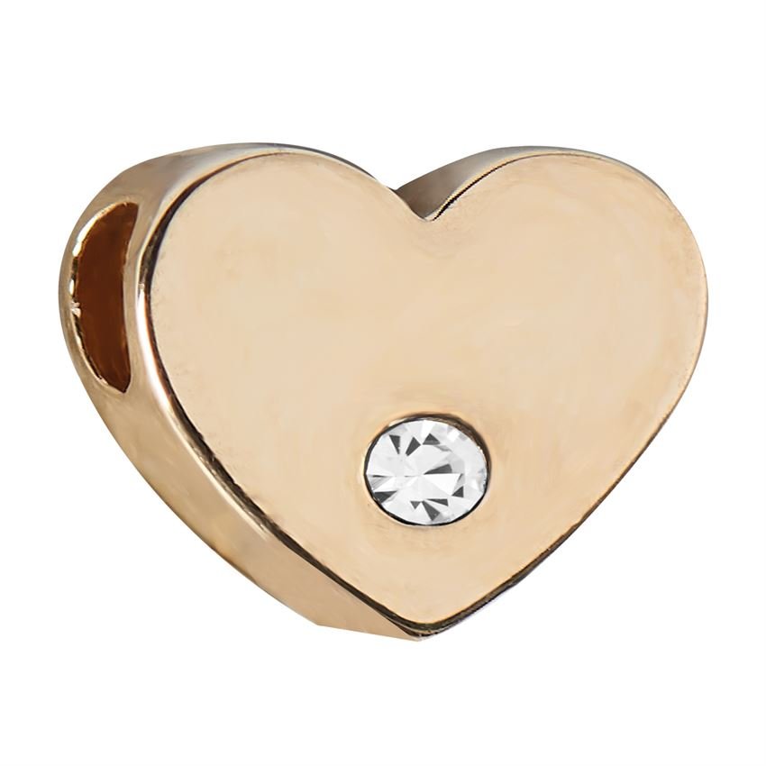 Gold Heart Stud Charm - Adorable Plated Metal Charm