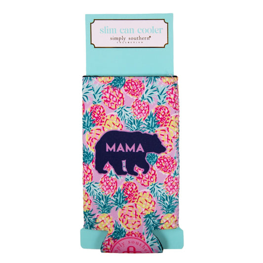 MAMA BEAR PINEAPPLE SLIM CAN COOLER HOLDER - KOOZIE - SIMPLY SOUTHERN COLLECTION - 0123-CANCOOLERSLIM- MAMABEAR