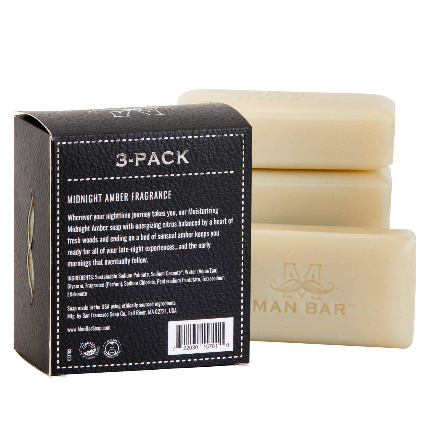 San Francisco Soap / Man Bar Soap - Man Bar Miniature Midnight Amber 3pc Gift Set