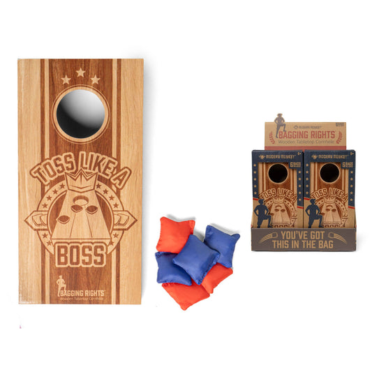 Modern Monkey Bagging Rights Wooden Tabletop Cornhole