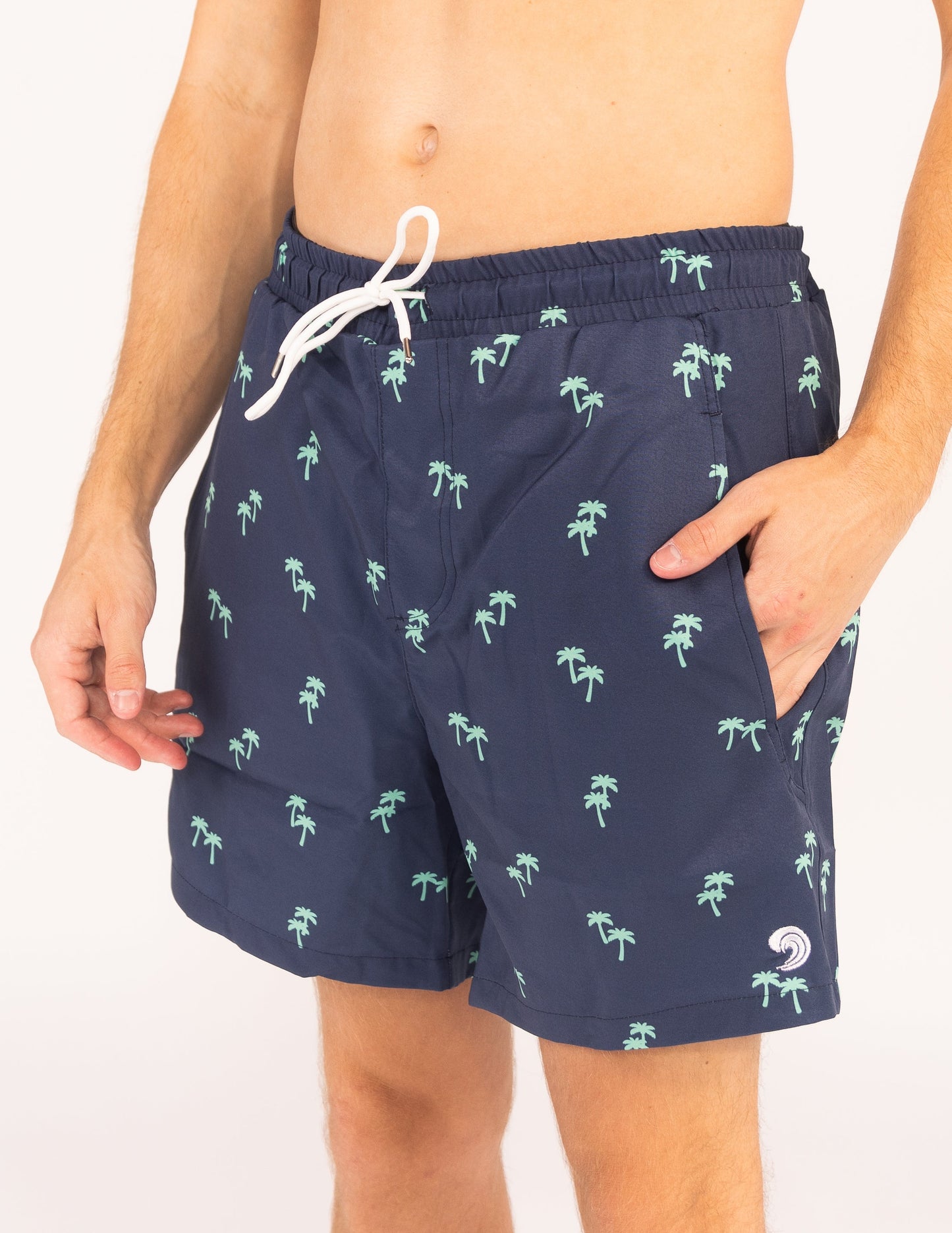 Tropical Trees - Waterproof Pocket Swim Shorts - Athletic Liner by Dry Pocket Apparel