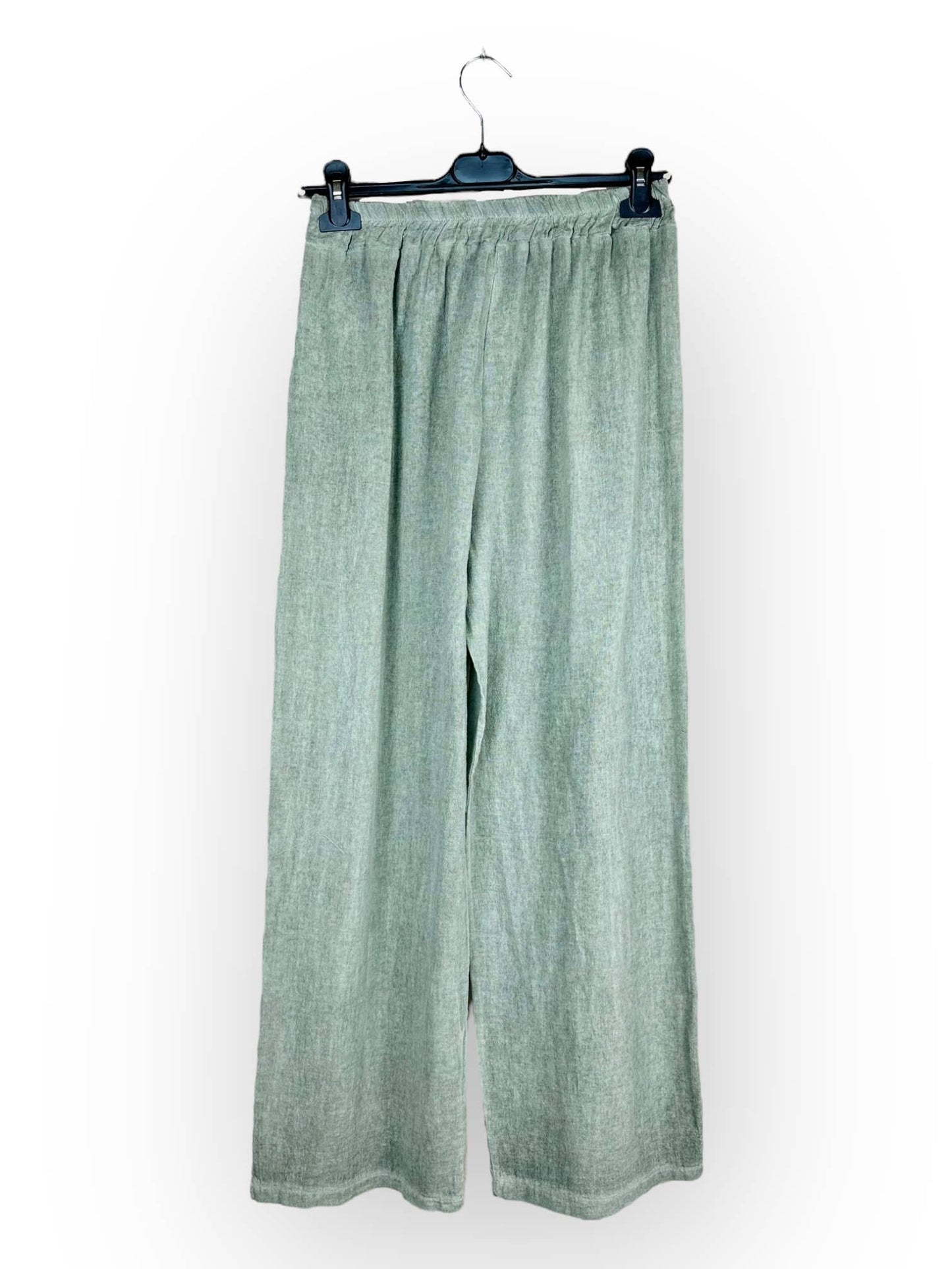 PLAIN LINEN AND COTTON PANTS Made in Italy