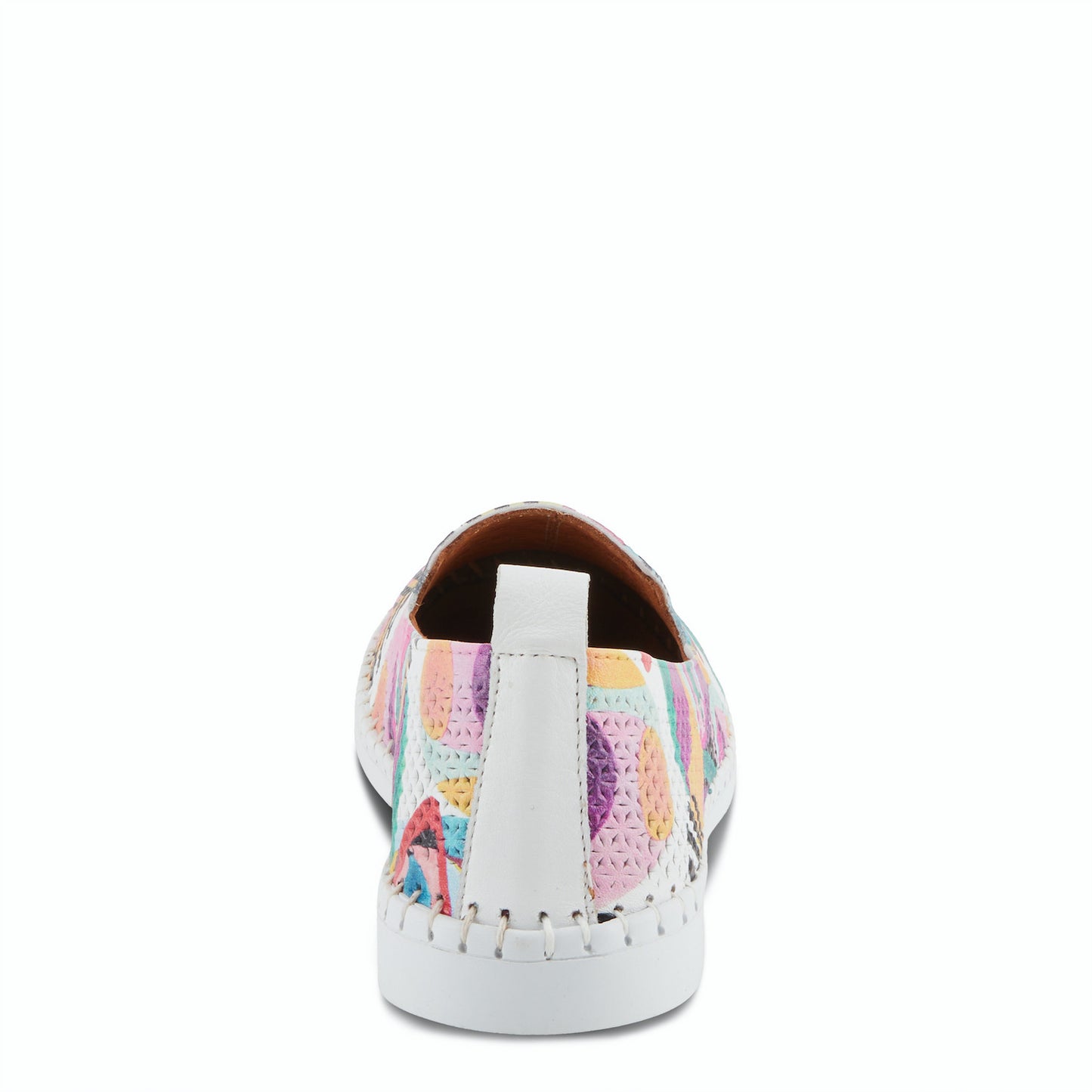 Carraway White Multi  flat leather shoe by SPRING STEP