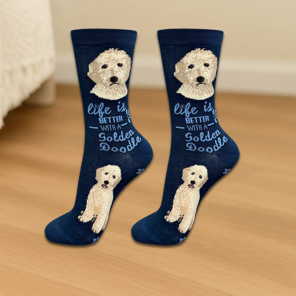 Goldendoodle Dog Socks -  Fun Novelty Crew Socks - Unisex