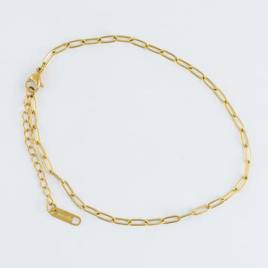 Dainty Paper Clip Chain Anklet Gold L" 8 1/2 Narelle Waterproof Jewelry