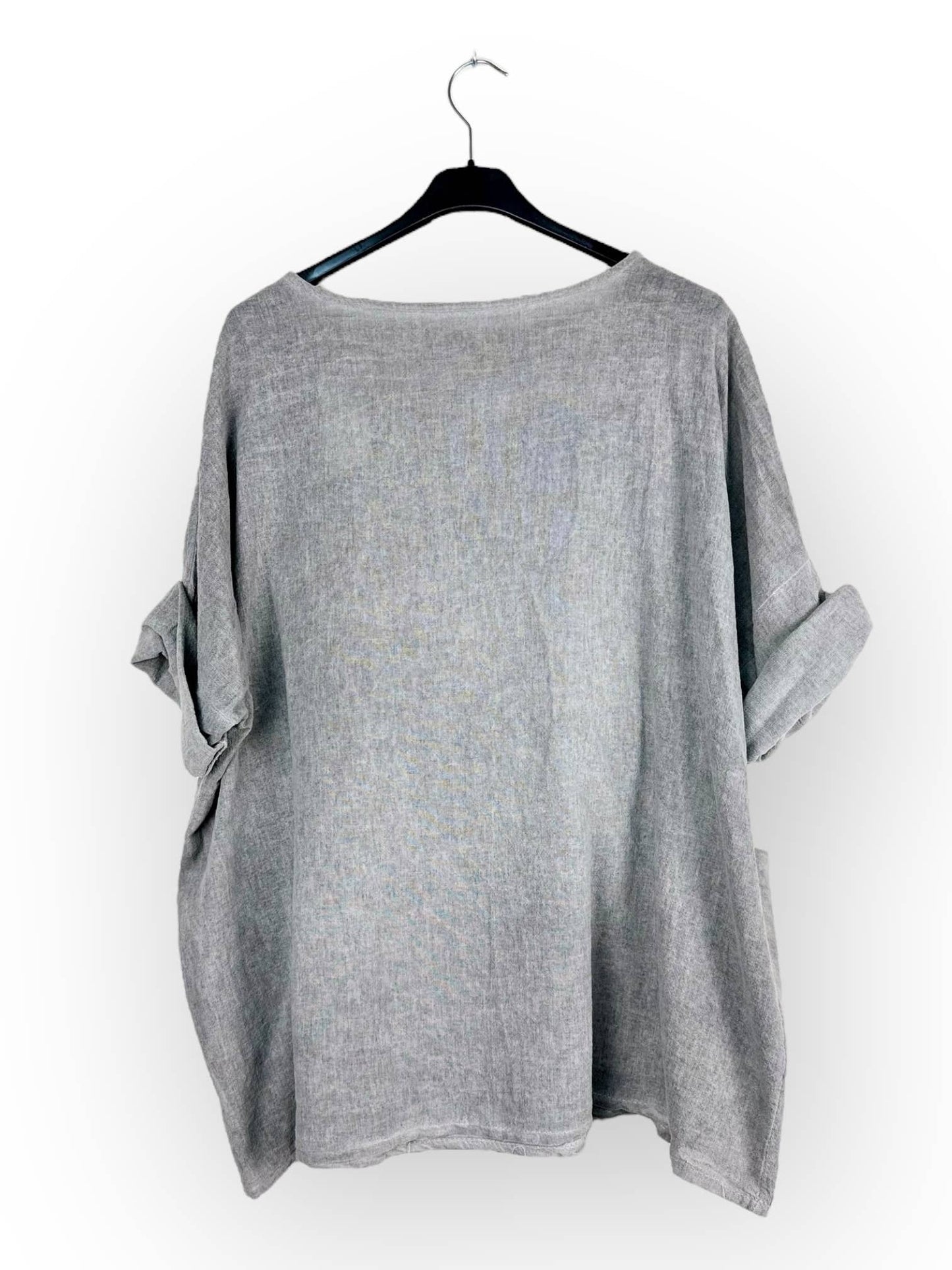 Plain top in linen and cotton with two pockets Made in Italy