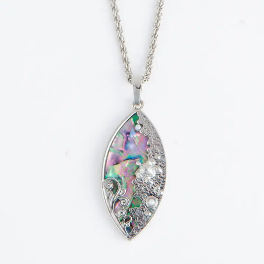 Laila Oval Abalone Casted Sea Turtle 18" Pendant Necklace by Howard's