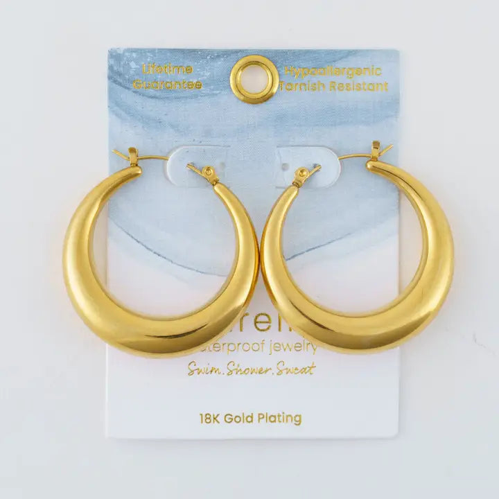 Rounded Pin Catch Hoop Earrings Narelle Waterproof Jewelry