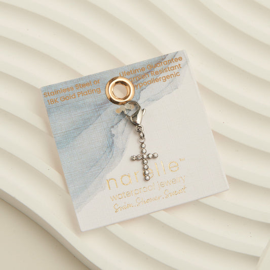 Narelle Waterproof Pave Cross Charm