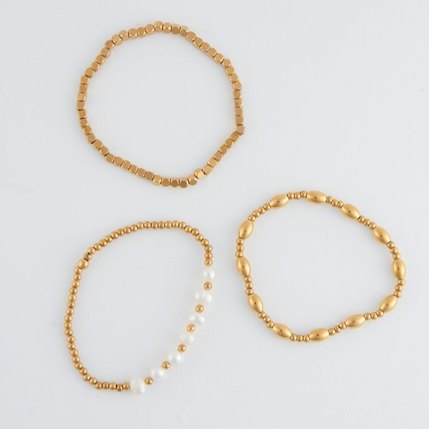 Narelle Waterproof Multi Genuine Pearl Stretch Bracelet Set