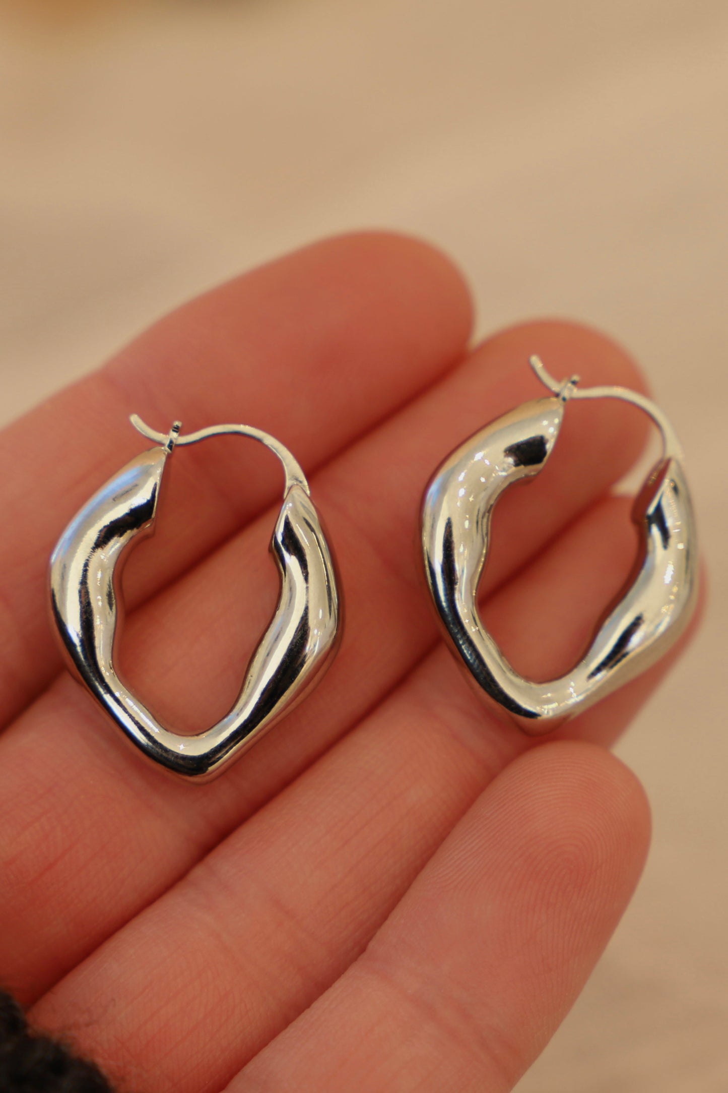 ORGANIC SILVER HOOPS EARRINGS