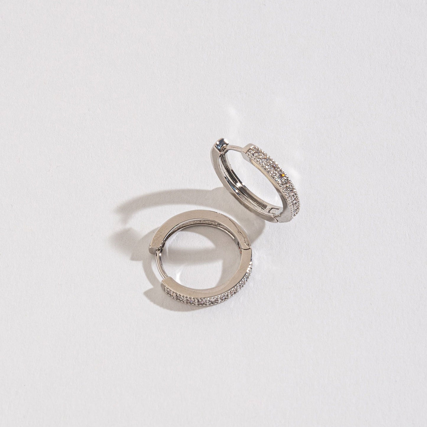 Medium Pave Style Hoop Earrings