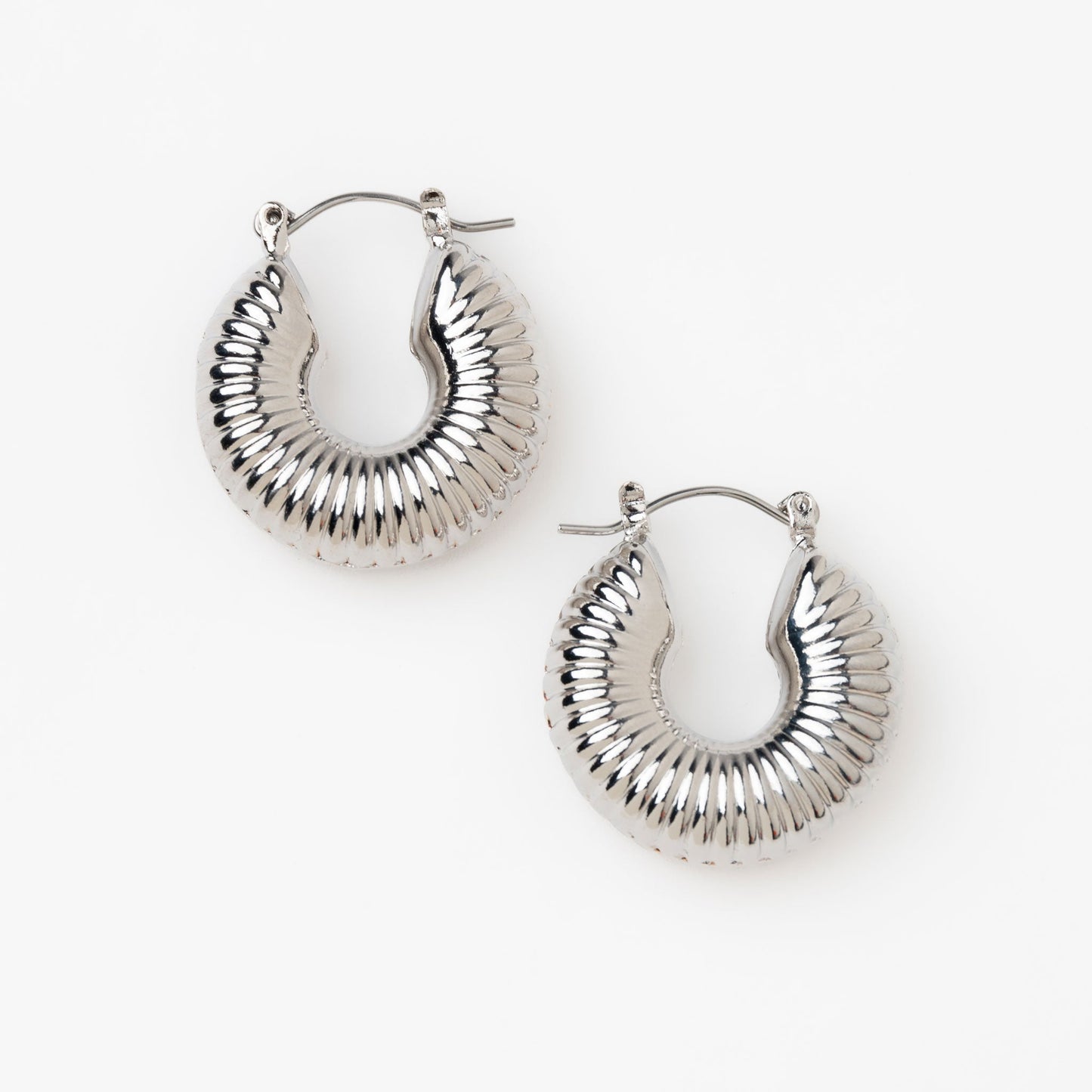 Chunky Textured Silver Hoop Earrings