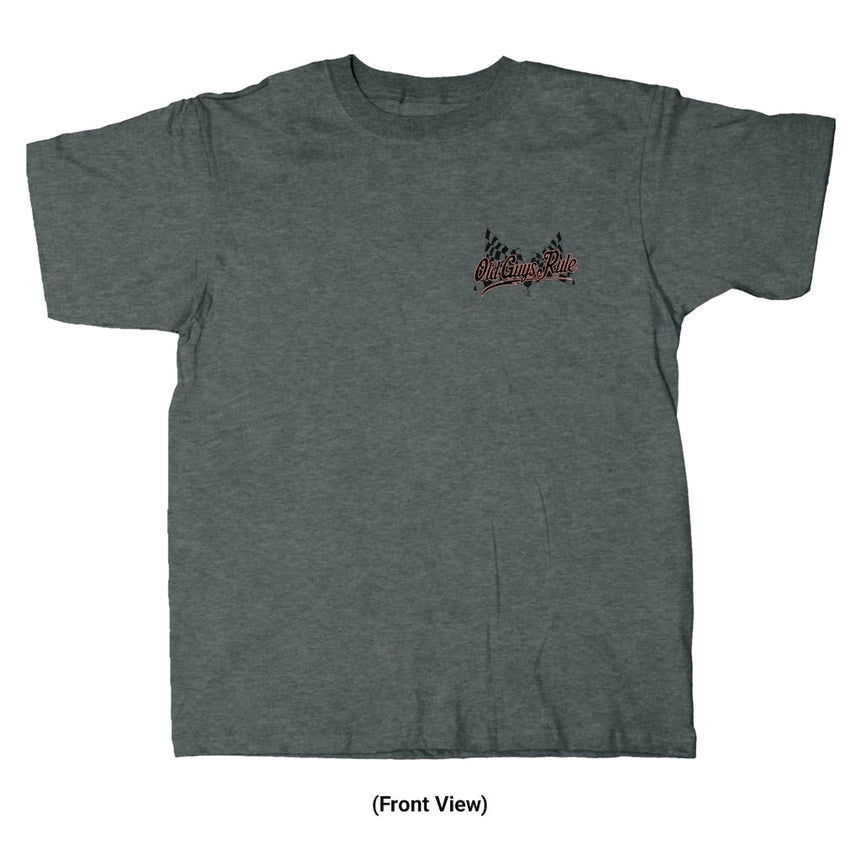 Putting The Hot In Rod Since Way Back When Old Guys Rule Dark Heather Shortsleeve Tee