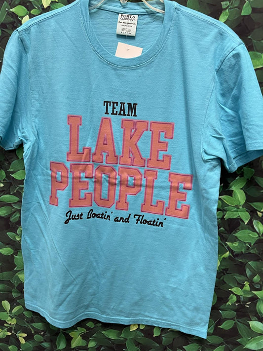 TEAM LAKE PEOPLE JUST BOATIN AND FLOATIN - TIDAL WAVE SHORT SLEEVE TEE
