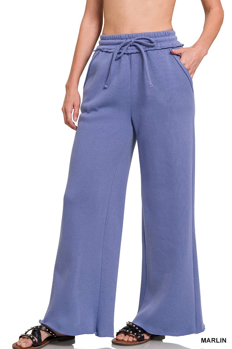 Fleece Exposed Seam Wide Leg Sweatpants