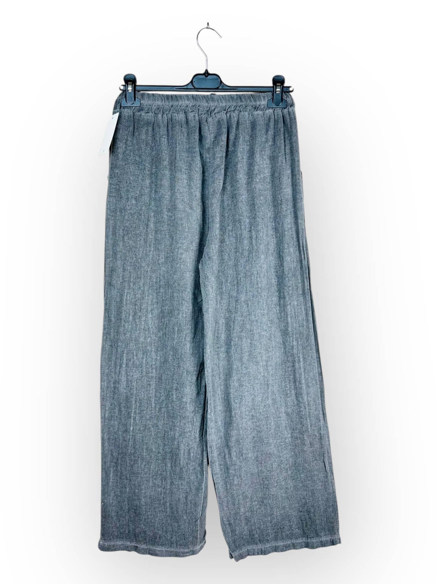 PLAIN LINEN AND COTTON PANTS Made in Italy