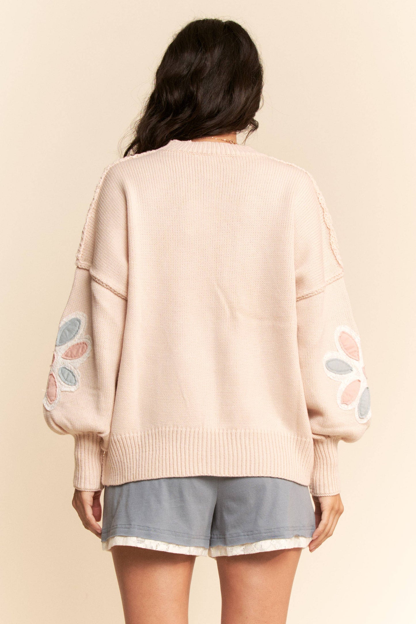 MULTI FLORAL PATCHWORK LONG SLEEVE SWEATER TOP by Davi & Dani