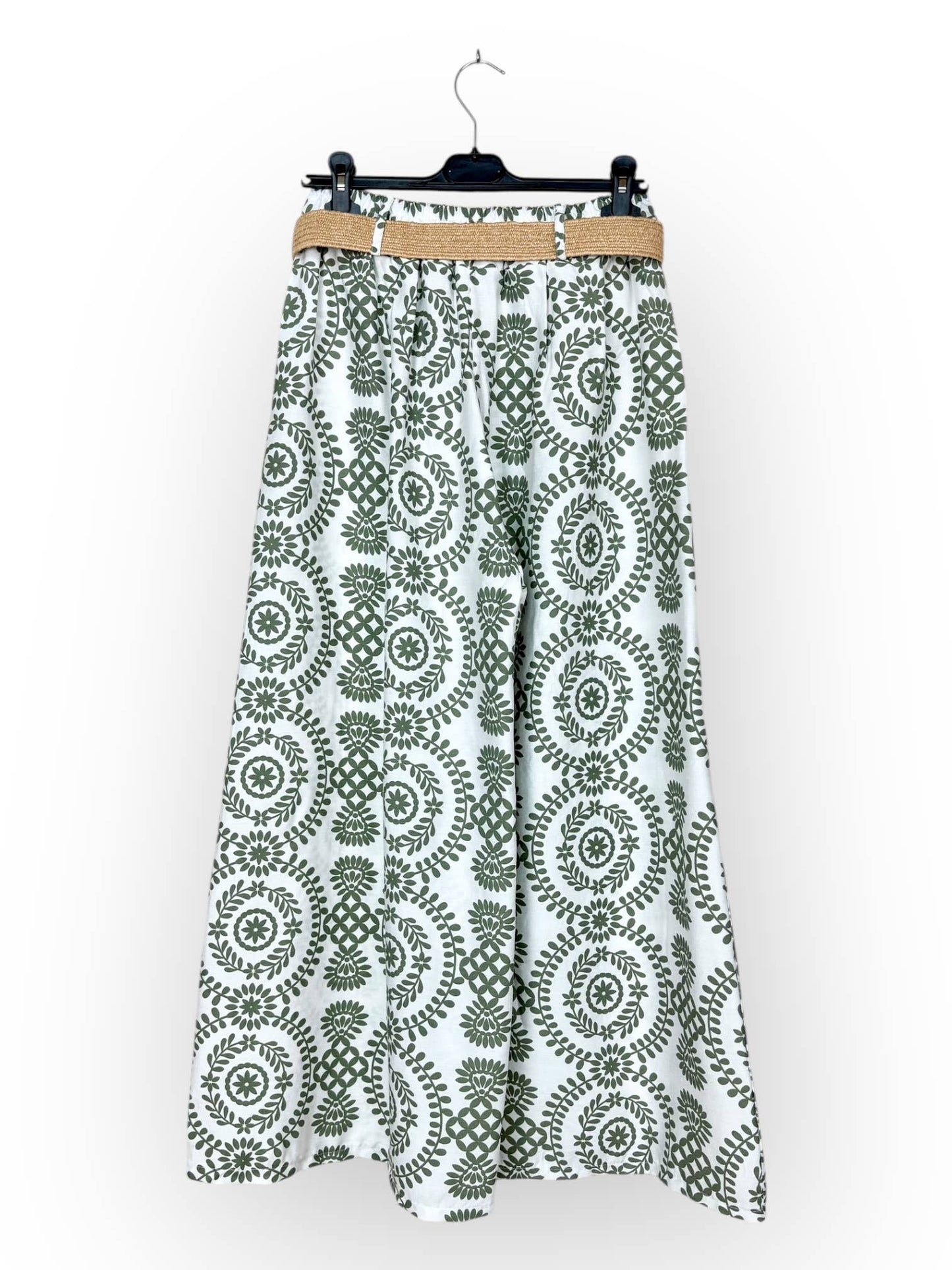 Wide-Leg Pants with Geometric Patterns Made in Italy