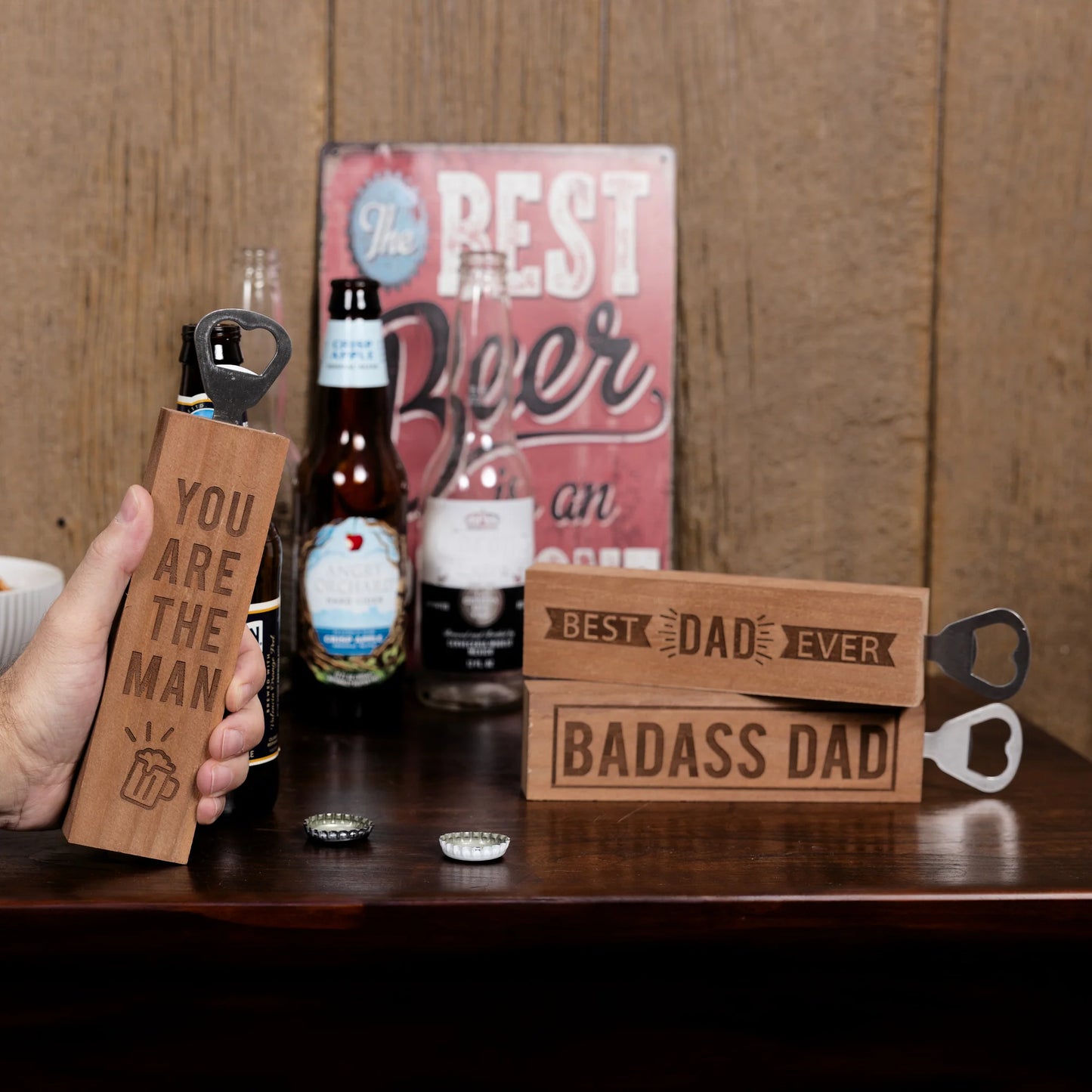 Badass Dad - 2' x 7" Wooden Bottle Opener