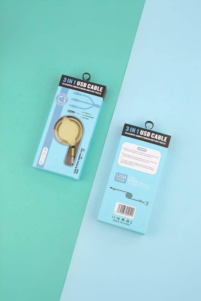 Retractable 3 In 1 Universal Fast Charging Cable