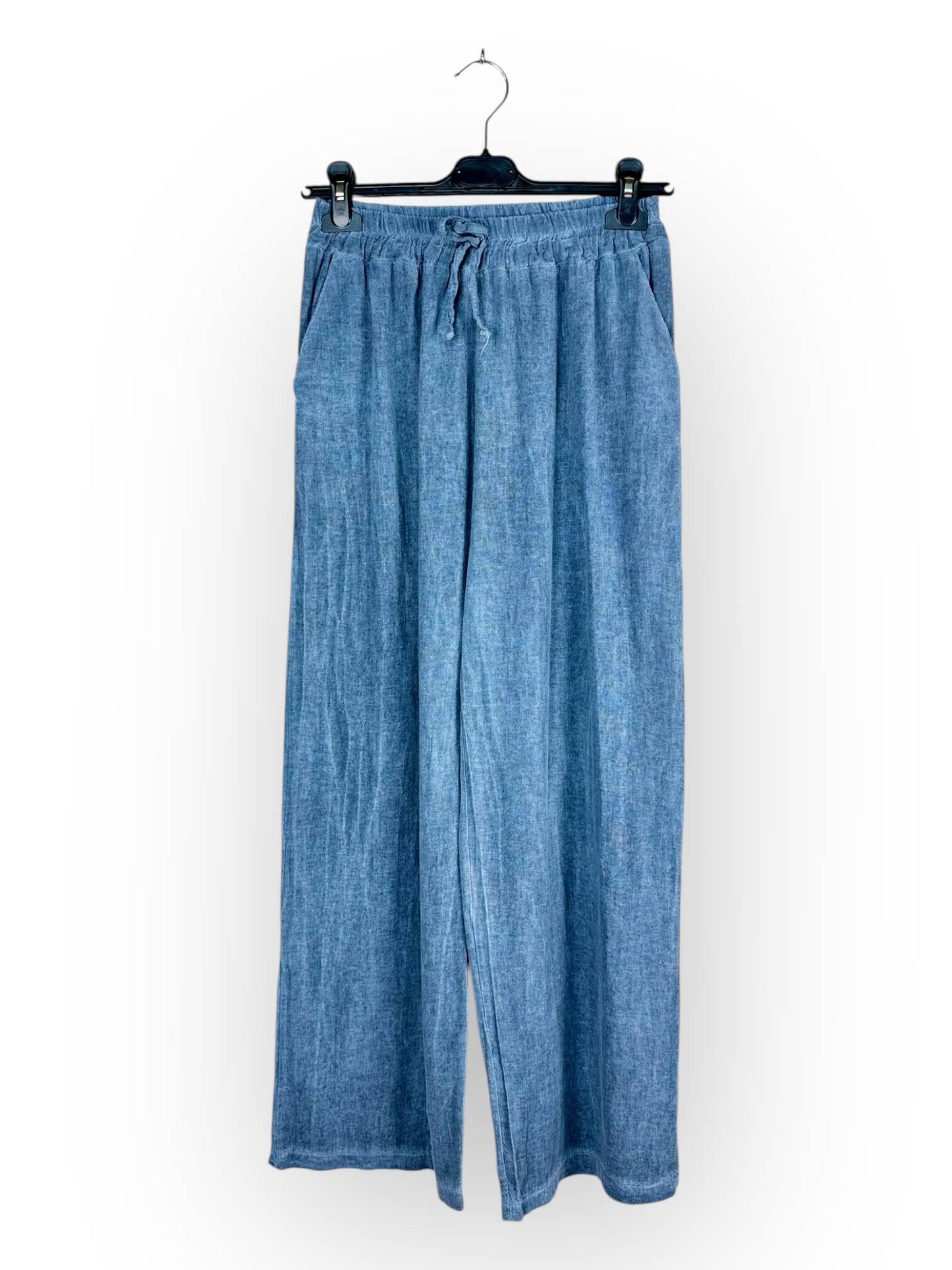 PLAIN LINEN AND COTTON PANTS Made in Italy