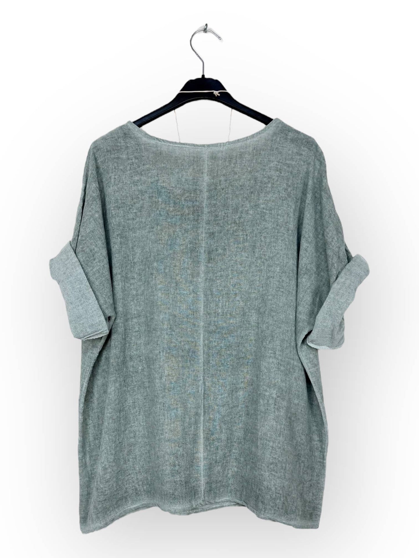 Washed cotton top with necklace Made in Italy