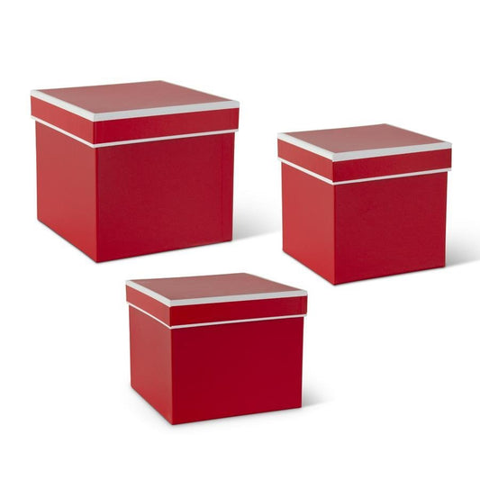 Red w/White Trim Square Plastic Lined Nesting Boxes